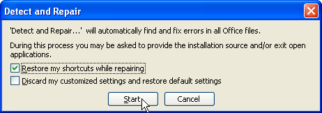 Detect and Repair in Excel 2002 (XP) and 2003