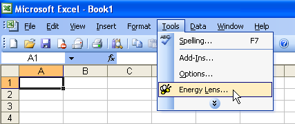 Open Energy Lens through Excel 2003 or below