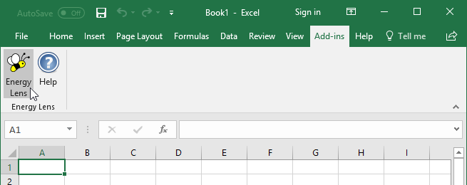 Opening Energy Lens through Excel