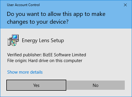 Click the "Yes" button to continue with the installation